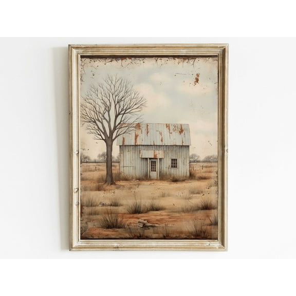 Little Old House Countryside Print, Rustic Farmhouse Wall Decor, Vintage Country Home Decor, Country Cottage Print, Art Wall Art, Modern Wall Decor, 8x12 UNFRAMED