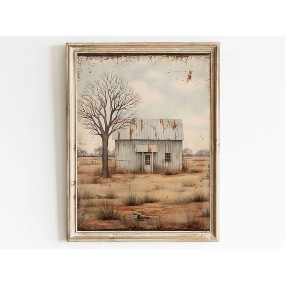 Little Old House Countryside Print, Rustic Farmhouse Wall Decor, Vintage Country Home Decor, Country Cottage Print, Art Wall Art, Modern Wall Decor, 8x12 UNFRAMED