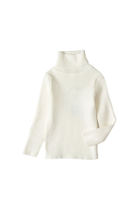 Little One's Soft and Warm Solid Color High-Neck Knit Pullover