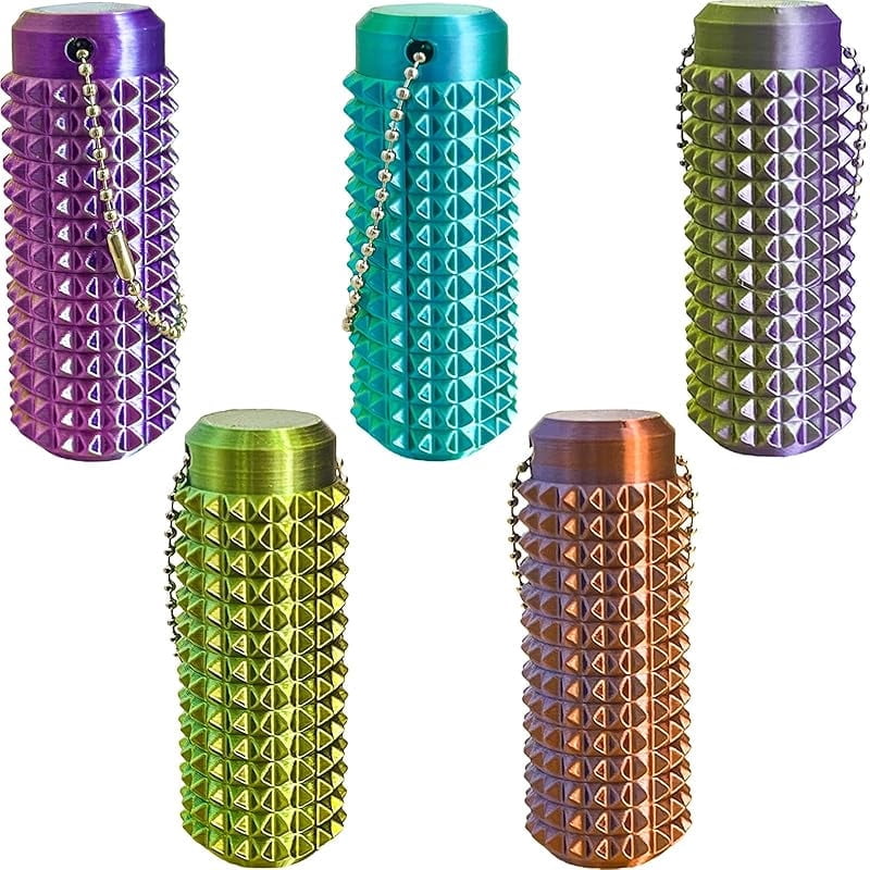 Pocket Mini Fidget Toy for Adults, Pain Stim Fidget, 3D Printed Venting Key Pendant, 5pcs Spiky Grippie Stim Keychain for Anxiety Relief Positive, Novelty Gifts for Friends