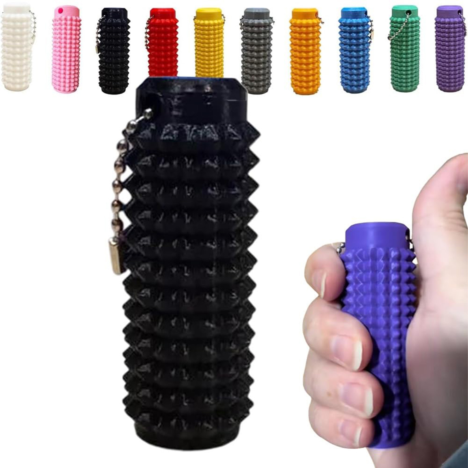 Portachiavi Fidget Spiky Grippie | Antistress Tattile In Silicone | Massaggiante | Per Ansia E Concentrazione | 4 Colori | Adulti