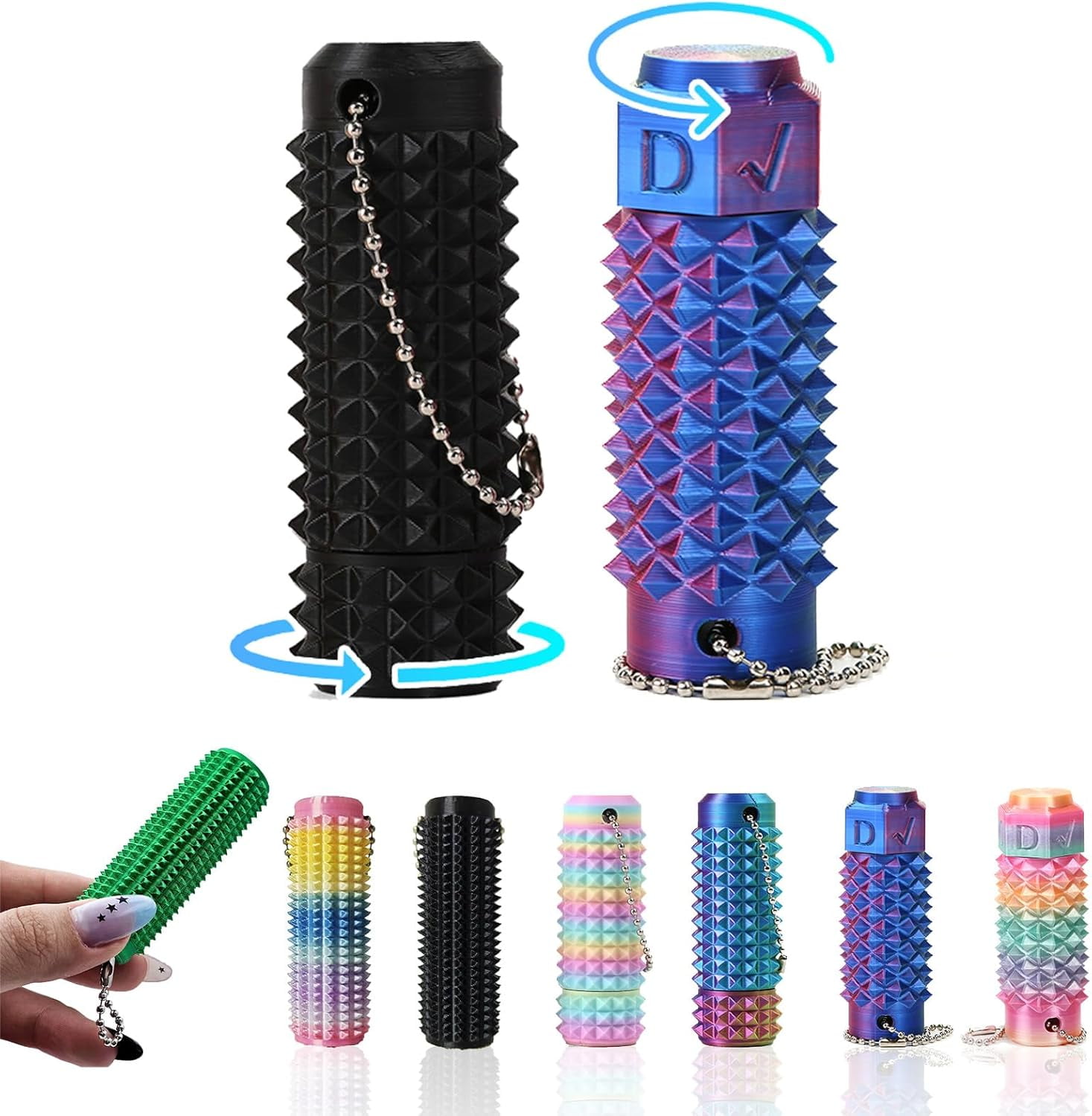 Pack De 4 Llaveros Antiestrés Little Ouchies Con Rodillo De Púas, Juguete Sensorial Para Adultos Y Niños, Masaje De Dedos, Portátil Y Duradero, Ideal Para Aliviar Ansiedad