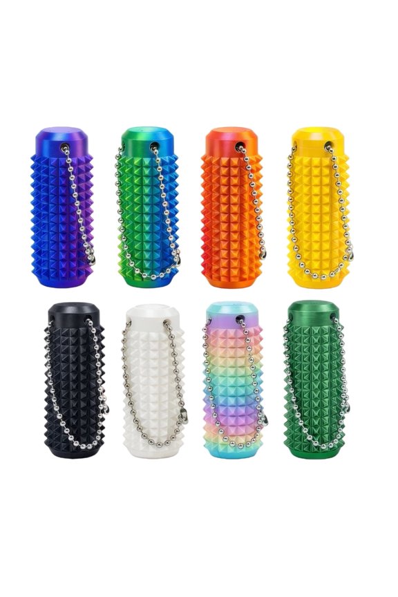 Little Ouchies Spiky Sensory Fidget Keychain Set, 8-Pack 3D Printed Textured Grippie, Quiet Pocket Fidgets for Focus & Restless Hands, Assorted Colors
