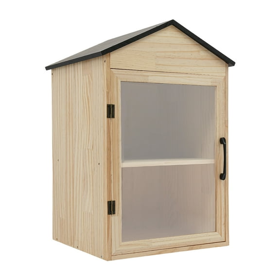 Little Outdoor Library Box, 2-Tier Waterproof Free Library Wooden Cabinet, 16x15x25 Inch Small Storage Box for DIY, Neighbourhoods, Communities and Kids to Share Books, Magazines, Artworks
