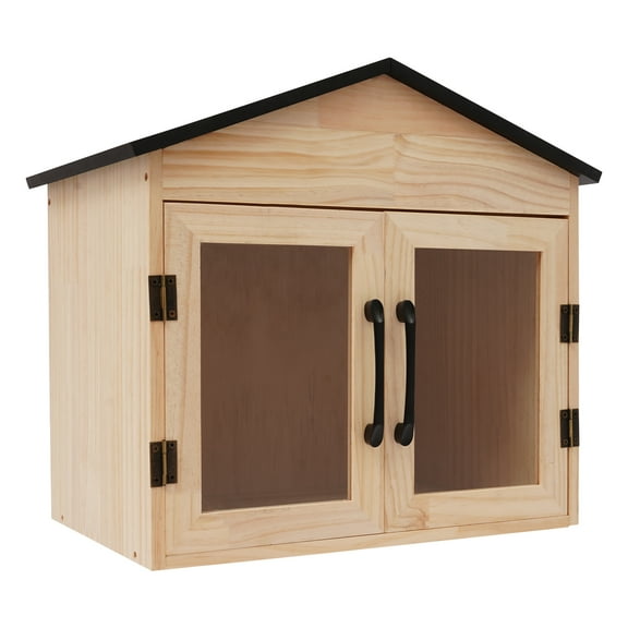 Little Outdoor Library Box, 2-Tier Waterproof Free Library Wooden Cabinet, 17x11x17 Inch Small Storage Box for DIY, Neighbourhoods, Communities and Kids to Share Books