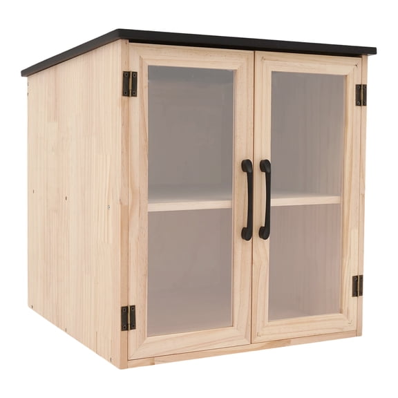 Little Outdoor Library Box, 2-Tier Waterproof Free Library Wooden Cabinet, 19x19x19 Inch Small Storage Box for DIY, Neighbourhoods, Communities and Kids to Share Books, Magazines, Artworks