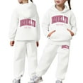 thumbnail image 1 of Little Outfits for Girls Sets Boys Long Sleeve Solid Warm Hoodie Pullover Tops Pants Kids Sweat Suit Fall Girls Clothes White Size 6-7T, 1 of 7