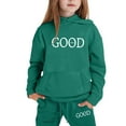 thumbnail image 1 of Little Outfits for Girls Sets Casual Winter Wear Trendy Printed Hooded Sweatshirt Cute Girls Fall Clothes Dark Green Size 7-8T, 1 of 4
