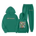 thumbnail image 1 of Little Outfits for Girls Sets Casual Winter Wear Trendy Printed Hooded Sweatshirt Cute Girls' Fall Clothing Sets Dark Green Size 6-7T, 1 of 4