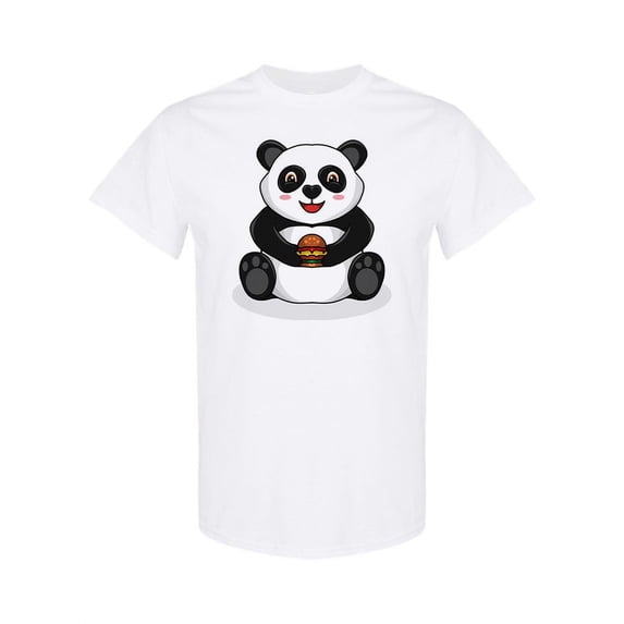 Little Panda Eating A Burger T-Shirt Men -Image by Shutterstock, Male x-Large
