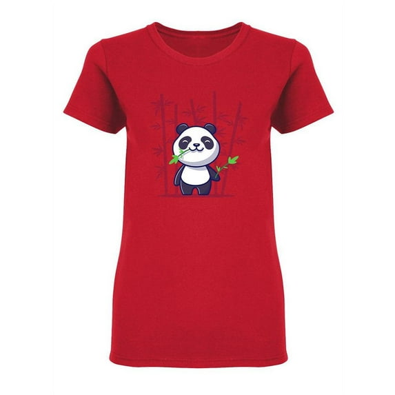 Little Panda Eating Bamboo Shaped T-Shirt Women -Image by Shutterstock, Female Medium