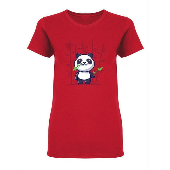 Little Panda Eating Bamboo Shaped T-Shirt Women -Image by Shutterstock, Female Medium