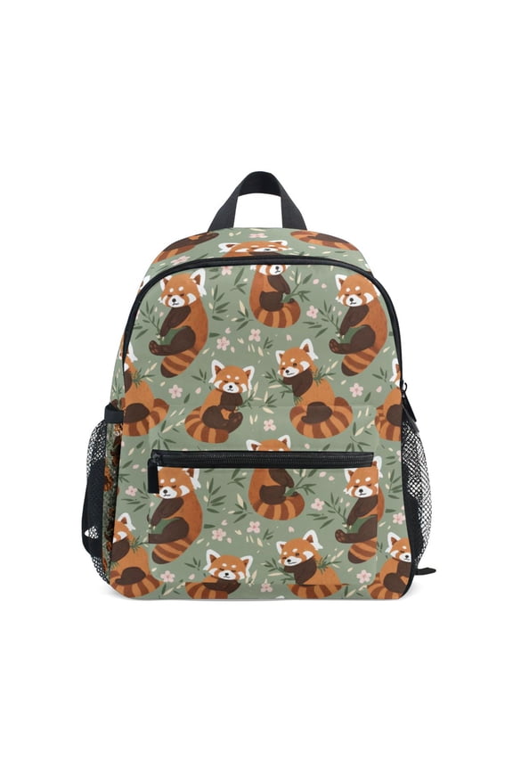 Little Panda Flower Pattern Mini Backpack Cute Small Backpack with Chest Strap and Whistle Ages 3-8