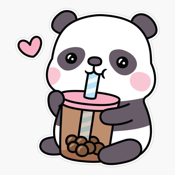 Little Panda Loves Bubble Tea Sticker