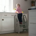 thumbnail image 1 of Little Partners 3-in-1 Growing Step Stool Toddler Tower Helper Step Stool, Wooden Toddler Standing Stool for Bathroom or Kitchen, Anti-Slip Feet, Built-in Safety Hand Rails - Silver Drop, 1 of 16