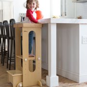 Little Partners Explore 'N Store Folding Toddler Tower, Learning Tower Toddler Tower Foldable Step, Montessori Tower, Adjustable Platform, Ages 2 to 6 - Natural