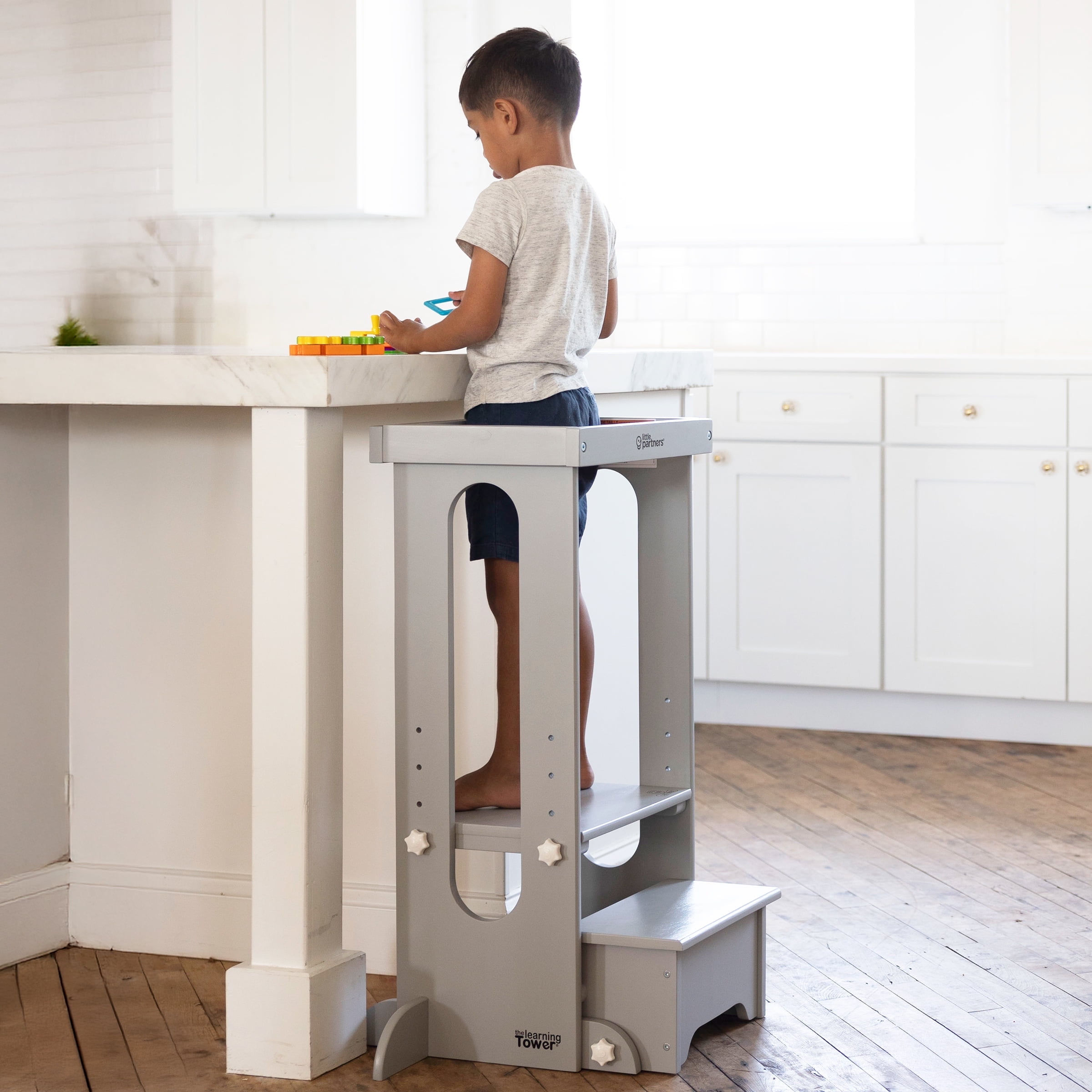 Little Partners Explore N Store Folding Toddler Tower Learning Tower Toddler Tower Foldable Step Montessori Kitchen Tower Adjustable Platform