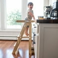 thumbnail image 1 of Little Partners Learn 'N Fold Learning Tower, Foldable Toddler Tower Baby Kitchen Stool - Kitchen Stool Helper Adjustable Ladder for Kids Ages 2 to 6 - Natural, 1 of 12
