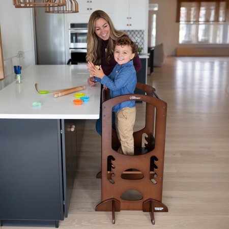 Little Partners Learning Tower Adjustable Height Kitchen Step Stool, Toddler Tower, Encourages Learning, Independence, and Engagement, Safety Climbing Tower for Kitchen Counter - Espresso