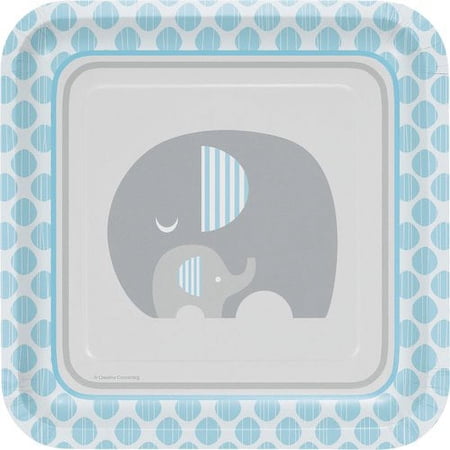 Little Peanut Boy Elephant Square Paper Plates 24 Count for 24 Guests