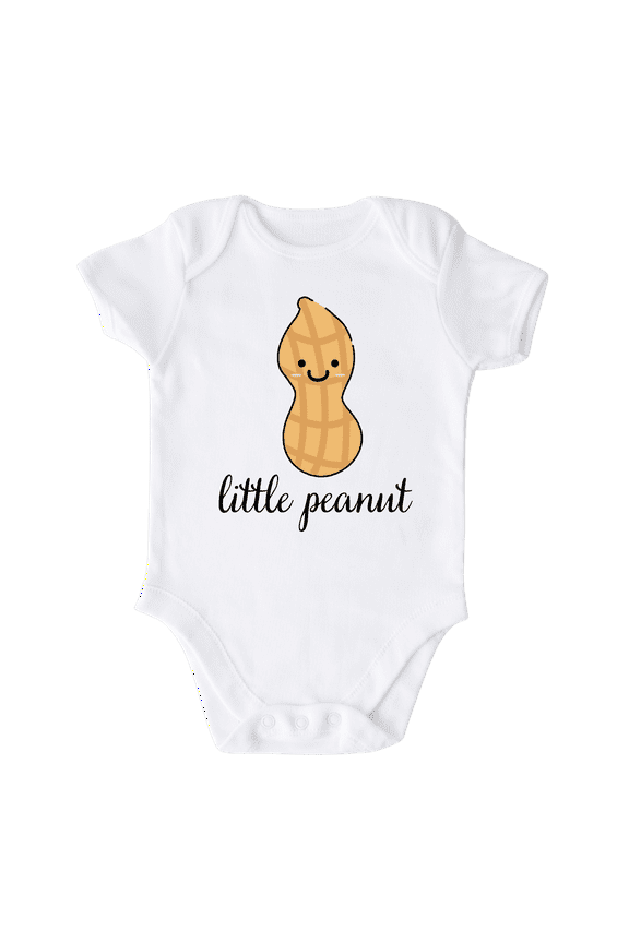 Little Peanut Cute Baby bodysuit Shirt Premium Custom Clothes Unisex Baby Gift for Mom Newborn 6-9m White