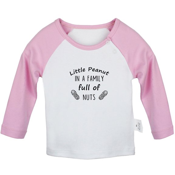 Little Peanut Funny T shirt For Baby, Newborn Babies T-shirts, Infant Tops, 0-24M Kids Graphic Tees Clothing (Long Pink Raglan T-shirt, 6-12 Months)