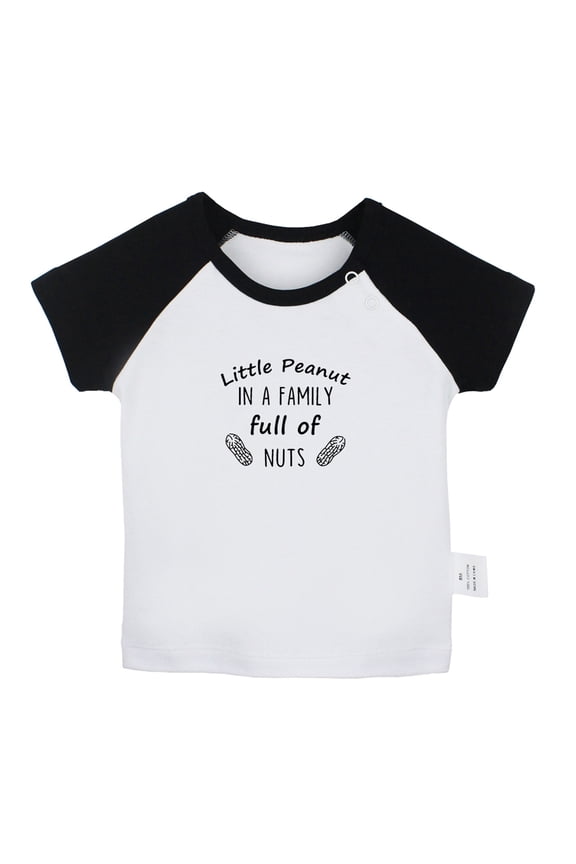 Little Peanut Funny T shirt For Baby, Newborn Babies T-shirts, Infant Tops, 0-24M Kids Graphic Tees Clothing (Short Black Raglan T-shirt, 6-12 Months)