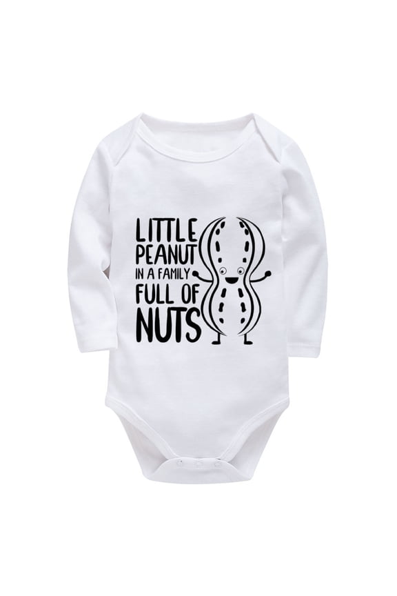 Little Peanut In A Family Full Of Nuts Unisex Baby Outfits Long Sleeve Girls Onesie White 0-3 Months Baby Clothes