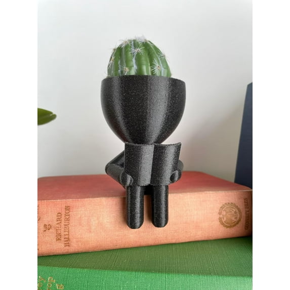 Little People Planter  Bookworm Planter Gift Idea, People Bookworm Planter, Bar Decor, Table Decor, Plant Gift Idea, Cute Succulent Planter Twinkling Black