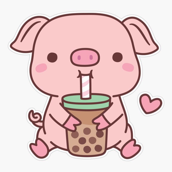 Little Pig Bubble Milk Tea Sticker