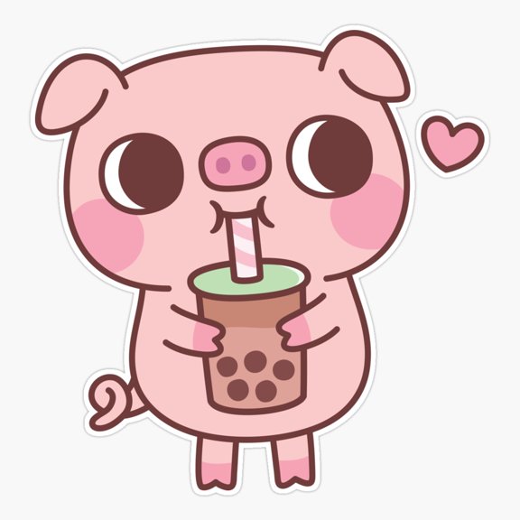 Little Pig Loves Bubble Tea Sticker