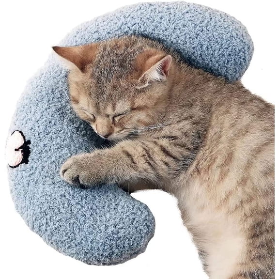 Little Pillow for Cats, Ultra Soft Fluffy Pet Calming Toy Half Donut Cuddler for Joint Relief Sleeping Improve Machine Washable