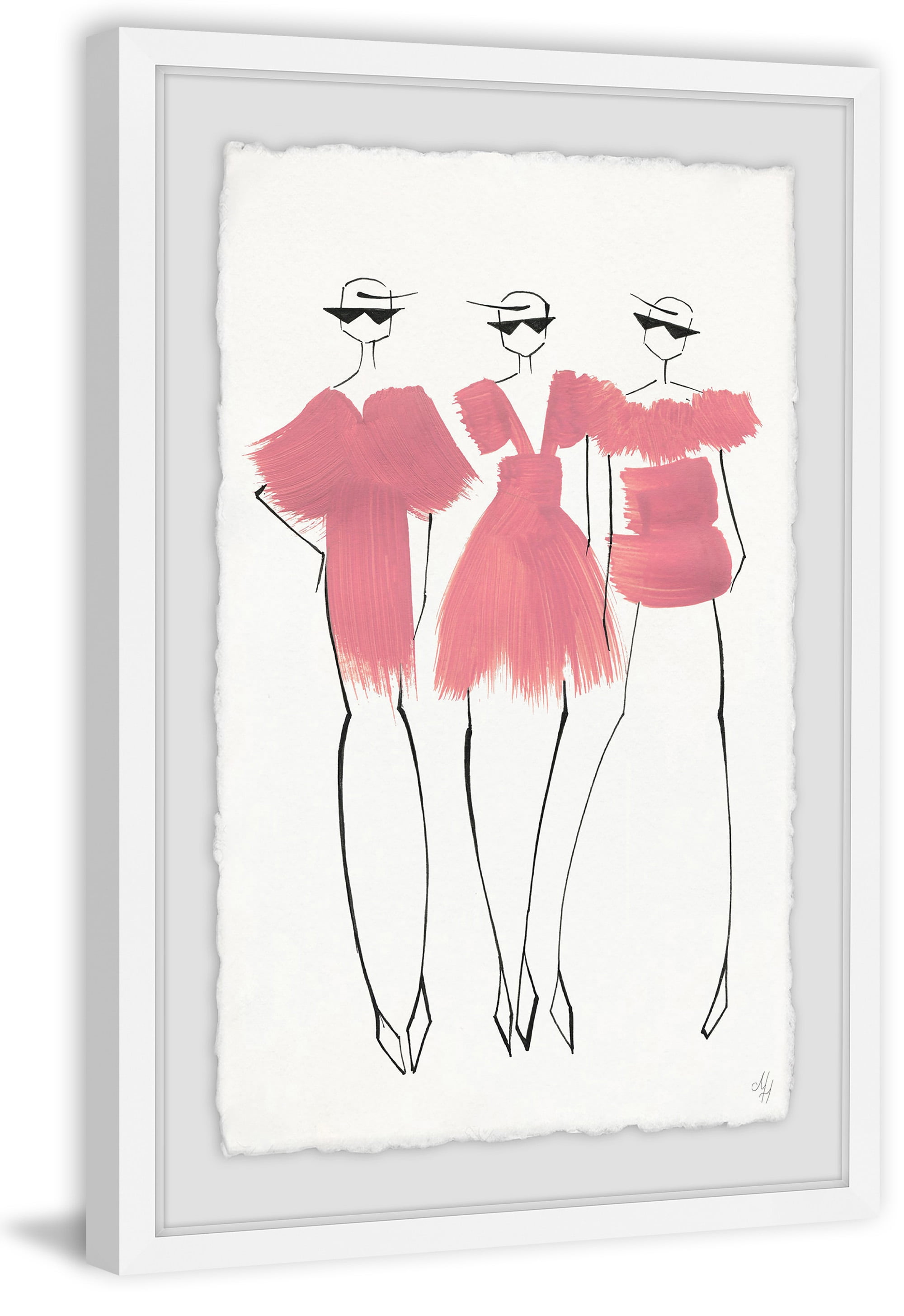 Little Pink Dress Framed Painting Art Print, 16.00" x 1.50"