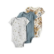 Little Planet by Carter's Baby Girl Organic Short Sleeve Bodysuits, 3pk Newborn-24 Months