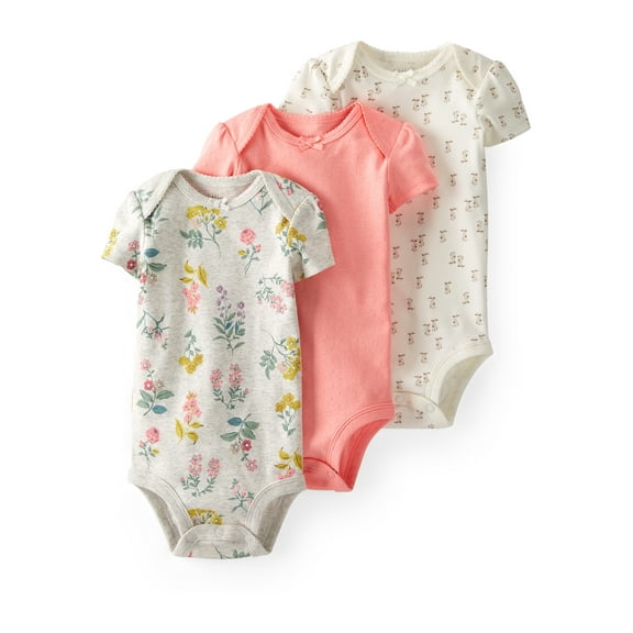 Little Planet by Carter's Baby Girl Organic Short Sleeve Bodysuits, 3pk, Newborn-24 Months
