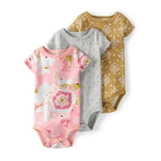 Little Planet by Carter's Baby Girl Organic Short Sleeve Bodysuits, 3pk, Newborn-24 Months