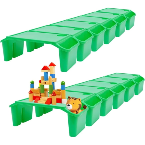 Little Plastic Desks Kindergarten Classroom 12 Pcs Kids Lap Desk Tray Bulk 19.69 x 9.84 x 7.1in with Side Pockets, Portable Lap for Bed Laptop Children Car Activity Eating Floor (Green)