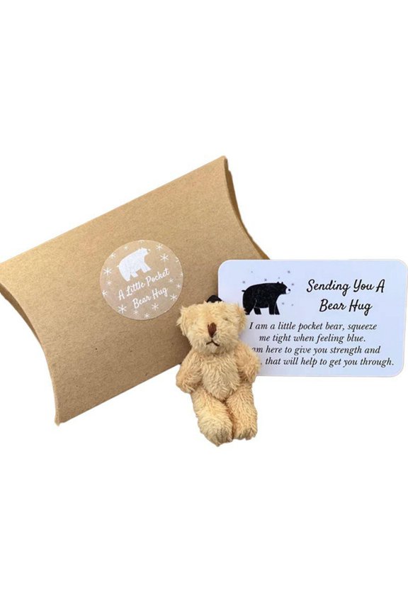 Little Pocket Bear Keepsake Mini Plush, Thank You Comfort Gift for Relief, Handheld Bear for Keychain, Backpack, Bag Accessory, 6cm