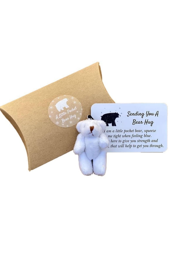Little Pocket Bear Keychain - Mini Stress Relief Bear Plush for Anxiety - Cute Motivational Gift Keyring for Men Women - Soft Multi-Tone Plushie