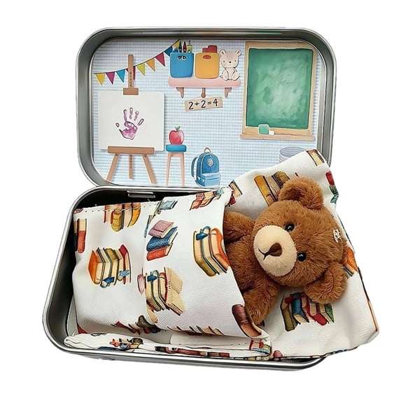 Little Pocket Bear Set, Adorable Mini Plush Bears with Iron Box for Friends Encouragement Party Favor Brown