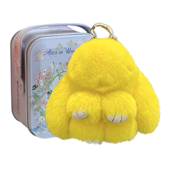 Little Pocket Bunny Decorative Boxes, Easter Basket Stuffer, Easter Gifts for Kids, DIY Pet Bunny Adoption, Easters Baskets Decorative Boxes,Rabbit Plush Toy in a Tin: Miniature Bed Set(Yellow)