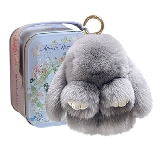 Little Pocket Bunny Decorative Boxes, Easter Basket Stuffer, Easter Gifts for Kids, DIY Pet Bunny Adoption, Easters Baskets Decorative Boxes,Rabbit Plush Toy in a Tin: Miniature Bed Set(Gray)