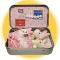 thumbnail image 1 of Little Pocket Bunny Decorative Boxes, Easter Basket Stuffer, Easter Gifts for Kids, DIY Pet Bunny Adoption, Easters Baskets Decorative Boxes,Rabbit Plush Toy in a Tin: Miniature Bed Set (Pink), 1 of 7