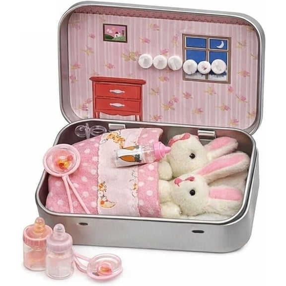 Little Pocket Bunny in Box, Mini Bunny Hug, Cute Easter Basket Stuffer, Easters Baskets Decorative Boxes, Personalised Mini Plush House