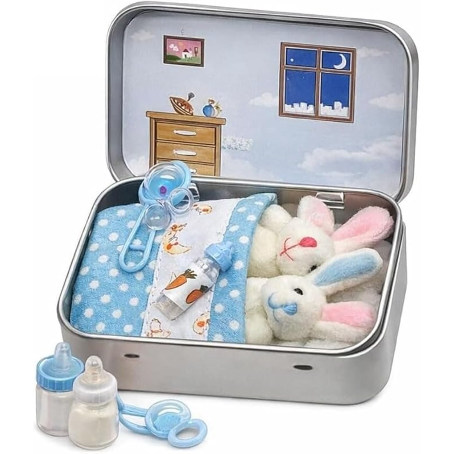 Little Pocket Bunny in Box, Mini Bunny Hug, Cute Easter Basket Stuffer, Easters Baskets Decorative Boxes, Personalised Mini Plush House