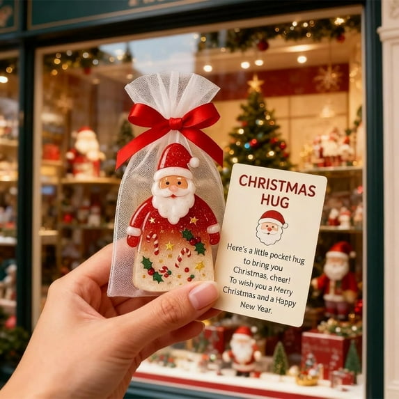 Little Pocket Christmas Hug, 2025 Cute Santa Claus Ornaments with Encouragement Card, Emotional Grief Support Christmas Keepsake for Friends, Family, Christma Party Favor Gift 1PC