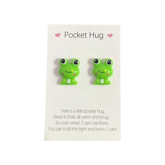 Little Pocket Frog Hug Token, Pocket Hug Heart with Greeting Cards, Thinking Encouragement Adorable Greeting Gifts, Card