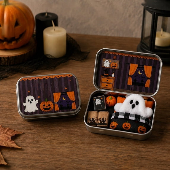 Little Pocket Ghost in a Box Adopt a Ghost Decor Boo Basket Stuffers | Pocket Spooky in A Box for Men Women Table Desk Office Shelf Halloween Party Decoration