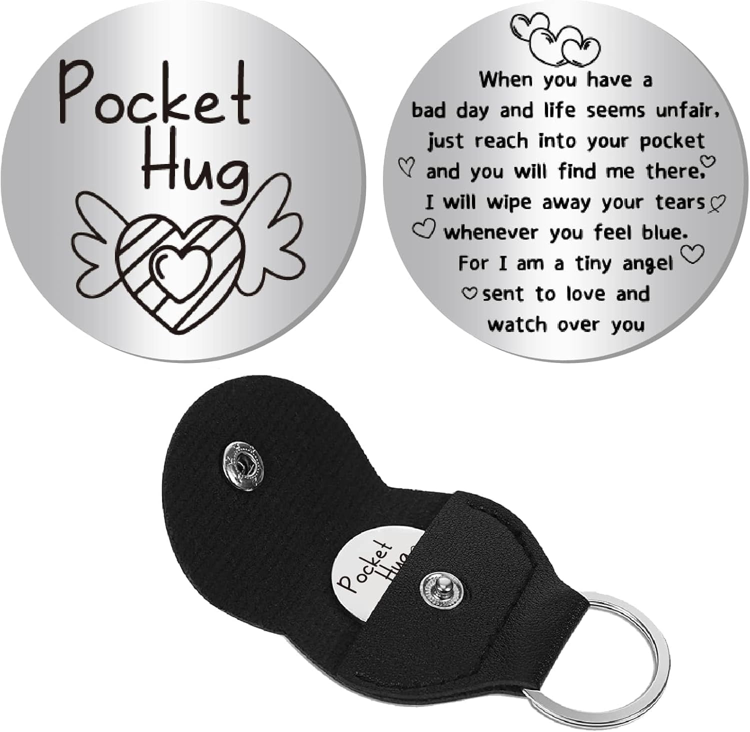 Little Pocket Hug Stainless Steel Pocket Hug Double-Sided Keychain ...