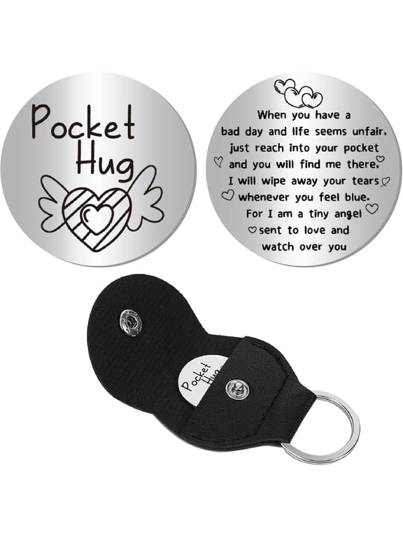Little Pocket Hug Stainless Steel Pocket Hug Double-Sided Keychain Silver DIY